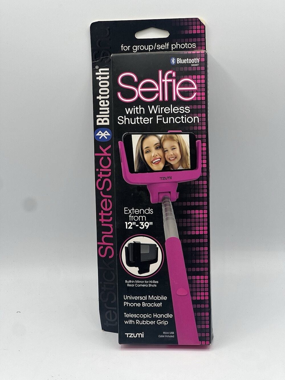 Tzumi ShutterStick Bluetooth Selfie Stick Wireless Shutter Pink #G07